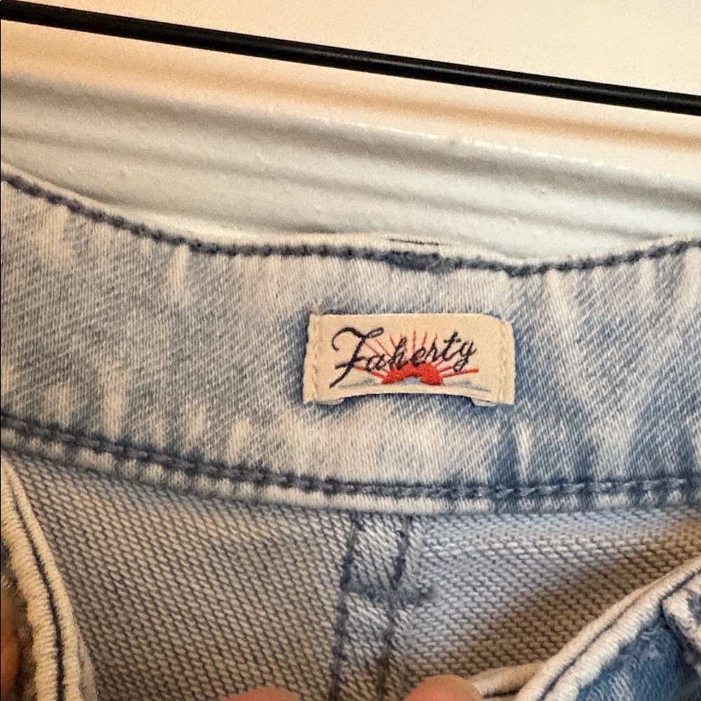 Faherty stretch terry patch pocket blue flare jeans retro hipster festival 26 - Picture 2 of 11